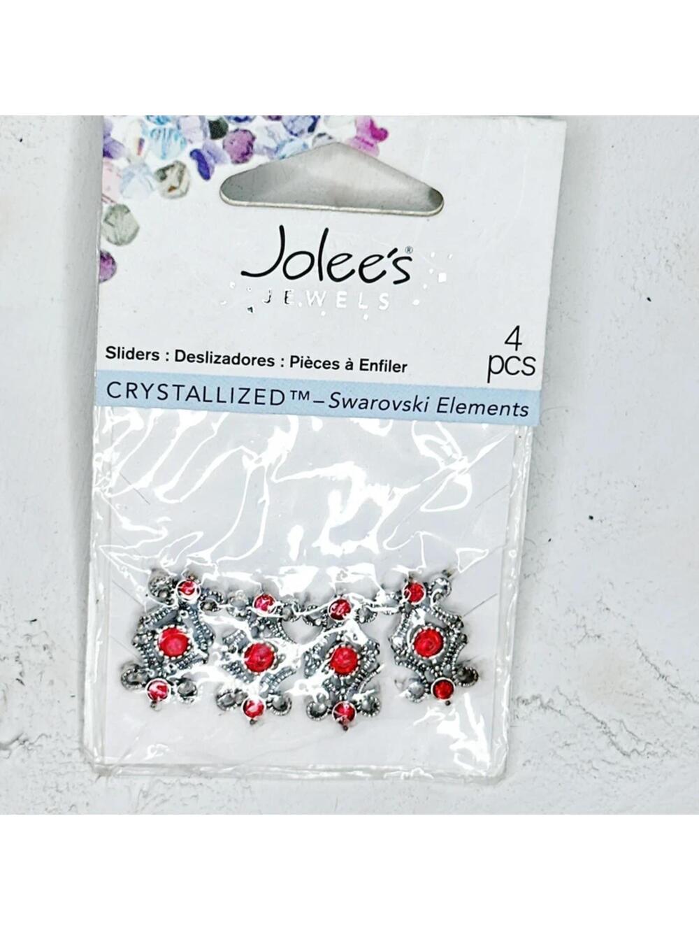 5091u. Jolee’s Red and Silvertone Slider Beads